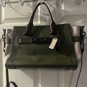 Coach Green and Pink Satchel